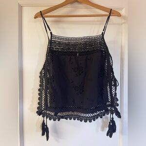 Free People Eyelet Handkerchief Tassel Tank